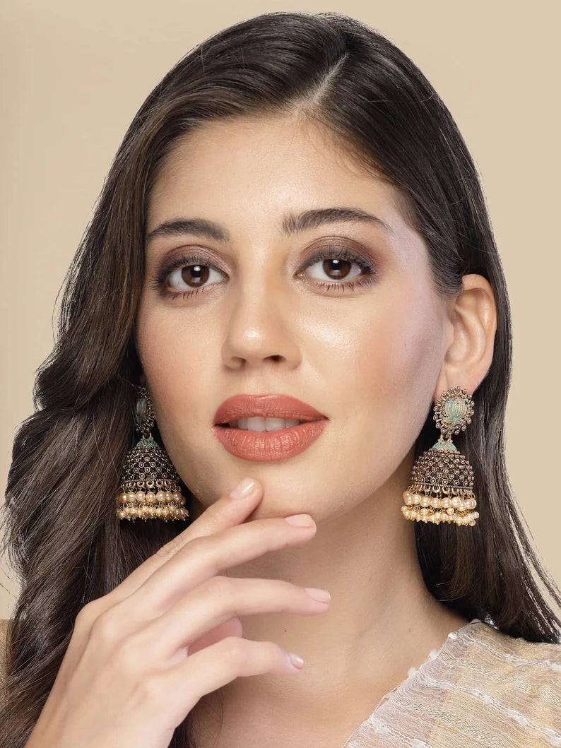 Gold-Plated Contemporary Jhumkas