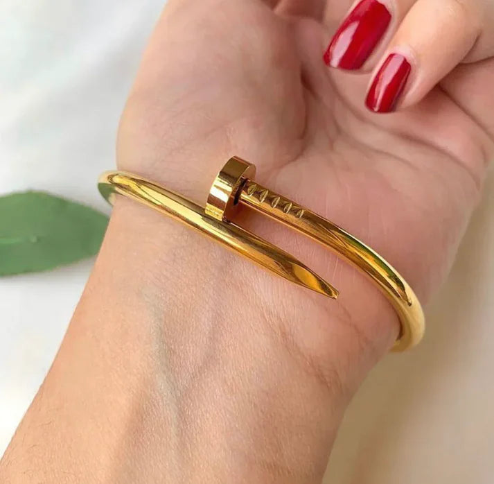 Nail And Love Bangle With Charm Bangle