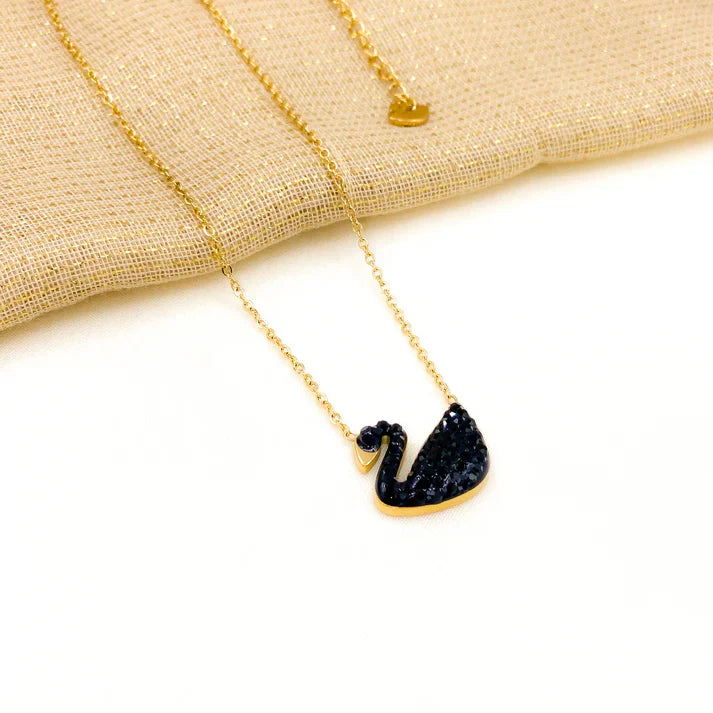 Swan Locket Set - Black